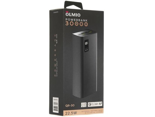 Внешний аккумулятор OLMIO QR-30, 30000mAh, space-gray